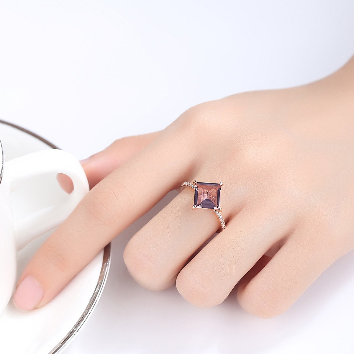 Crystal Diamond Ring in sterling silver 2