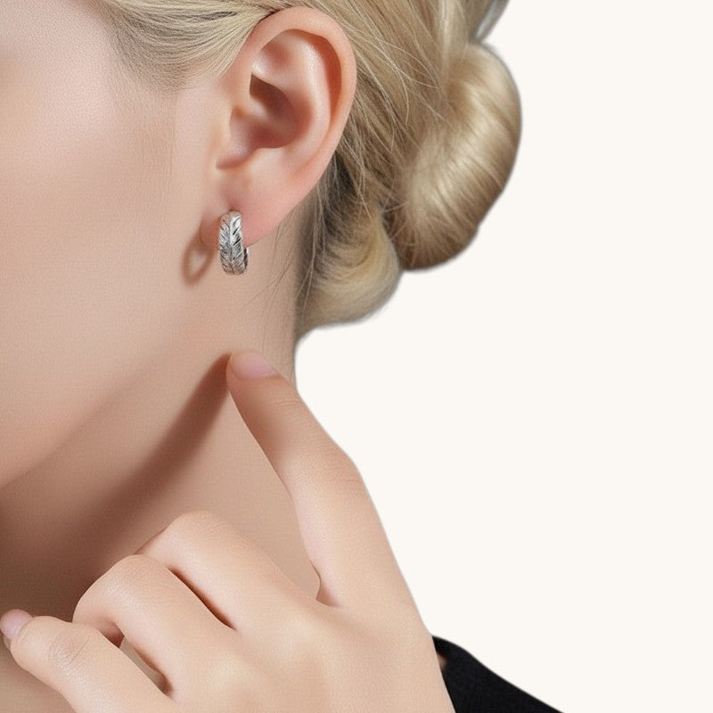 Amara Jewels Sterling Silver Feather Hoop Earrings with Gold Accent