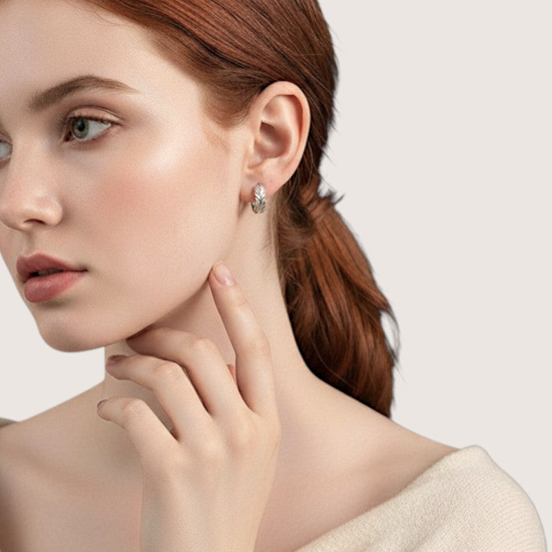 Amara Jewels Sterling Silver Feather Hoop Earrings with Gold Accent