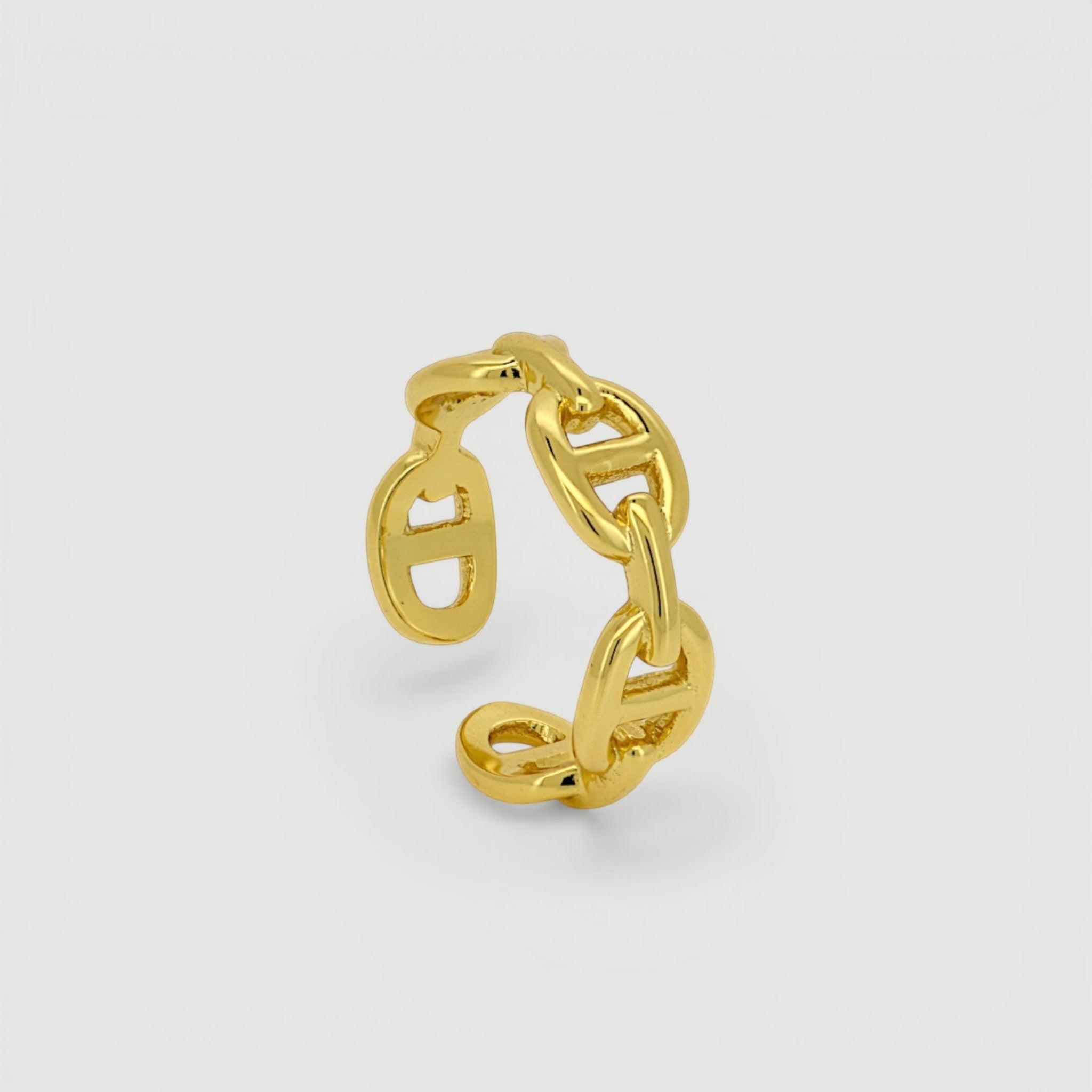 Amara Jewels gold-plated 925 sterling silver chain link open ring with adjustable fit.