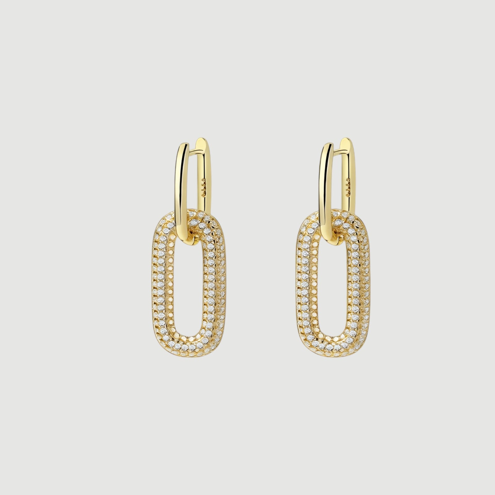 Amara Jewels gold-plated sterling silver link drop earrings with pave cubic zirconia.
