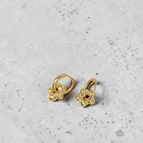 Amara Jewels gold-plated sterling silver hoop earrings with star charms. Polished finish.