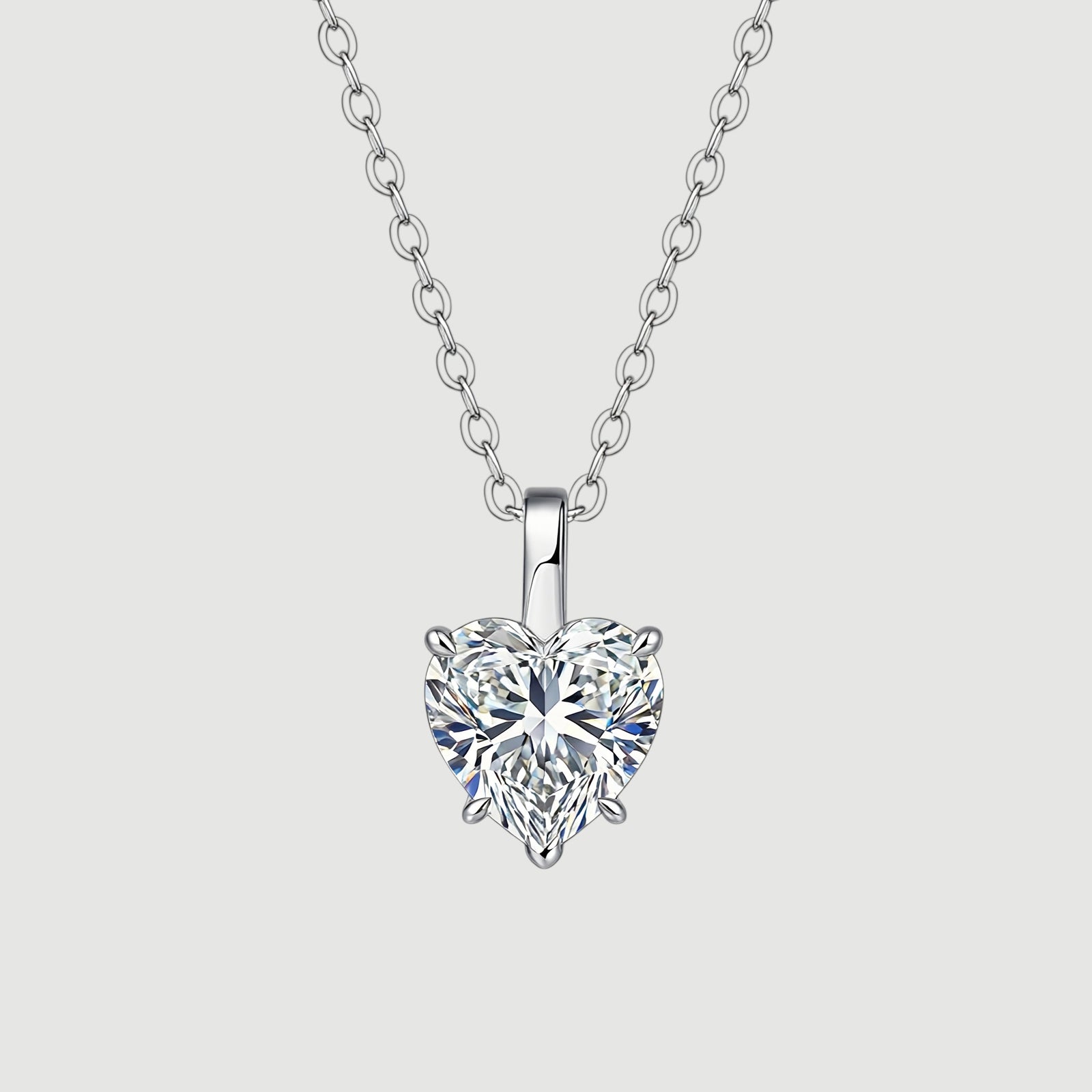Amara Jewels Sterling Silver classic design brilliant Heart-Shaped Crystal Pendant Necklace.