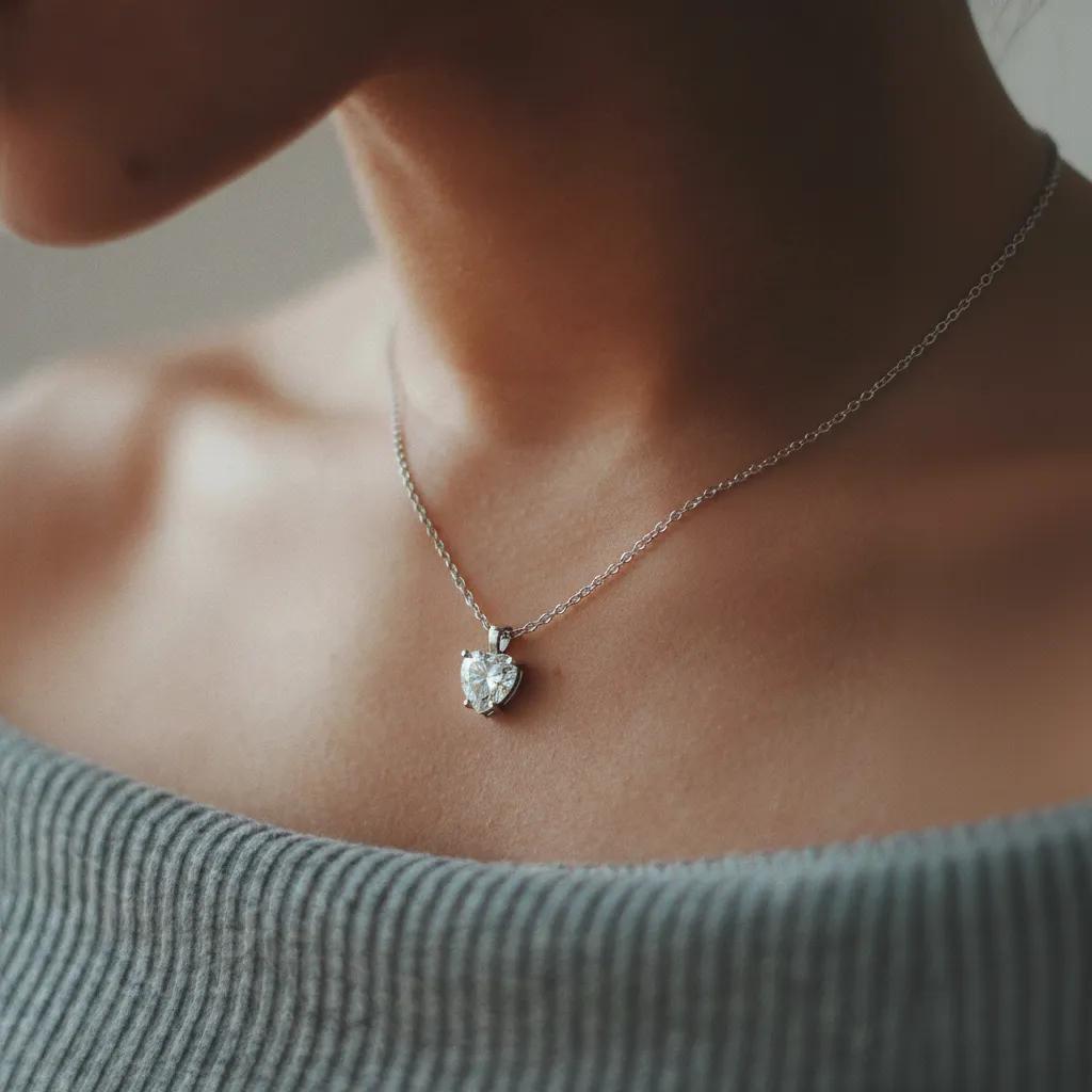 Amara Jewels Sterling Silver classic design brilliant Heart-Shaped Crystal Pendant Necklace.