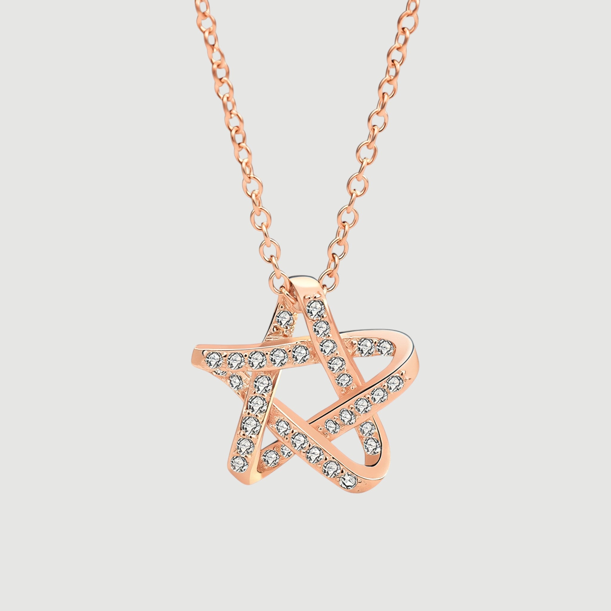 Amara Jewels rose gold plated 925 sterling silver necklace with a crystal-embellished star pendant.