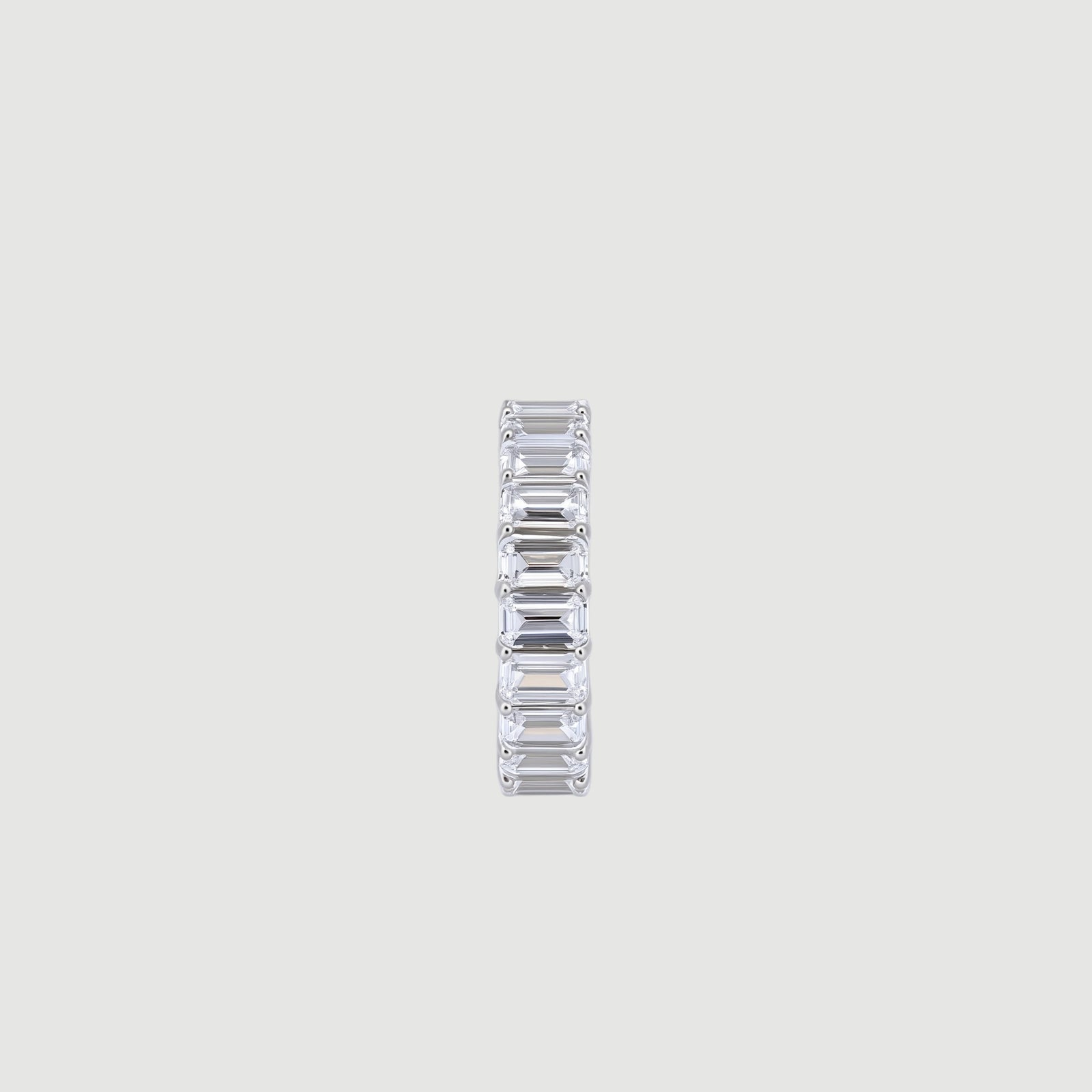 Amara Jewels sterling silver baguette eternity ring with clear stones, sleek band.