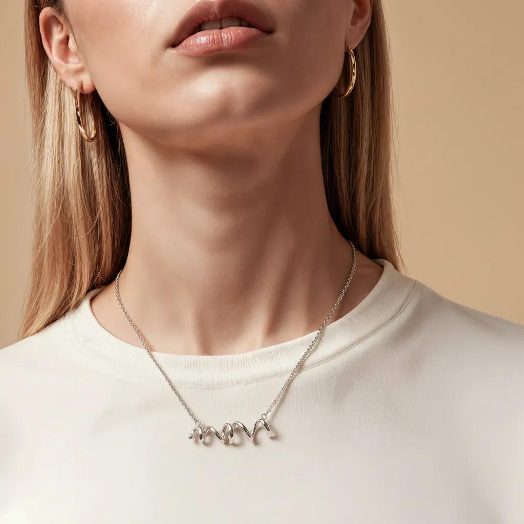 Amara Jewels sterling silver spiral twist necklace with polished finish and contemporary coiled design.