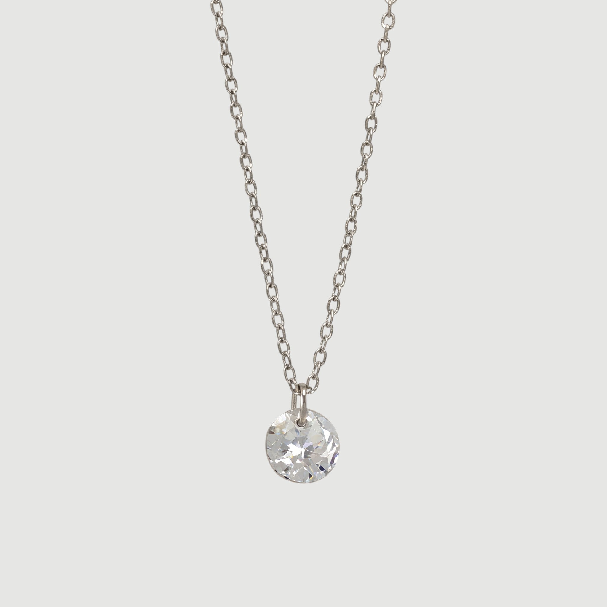 Amara Jewels 925 sterling silver chain and clear crystal solitaire pendant.