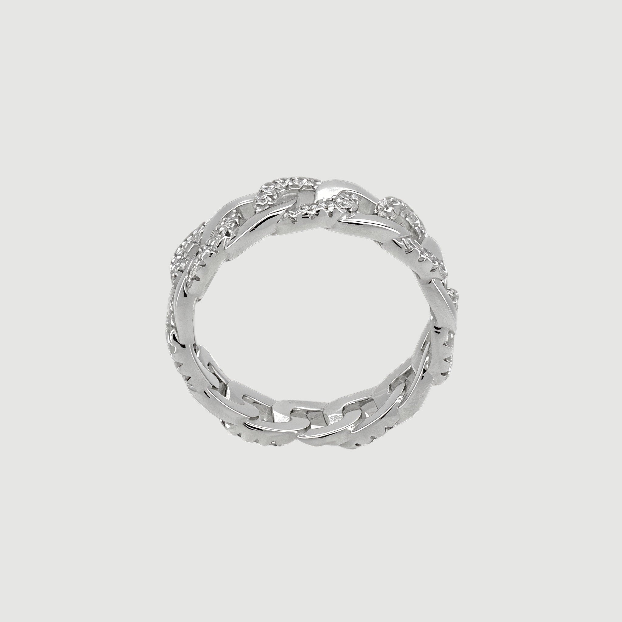 Amara Jewels 925 sterling silver thick chain link eternity ring with cubic zirconia stones.