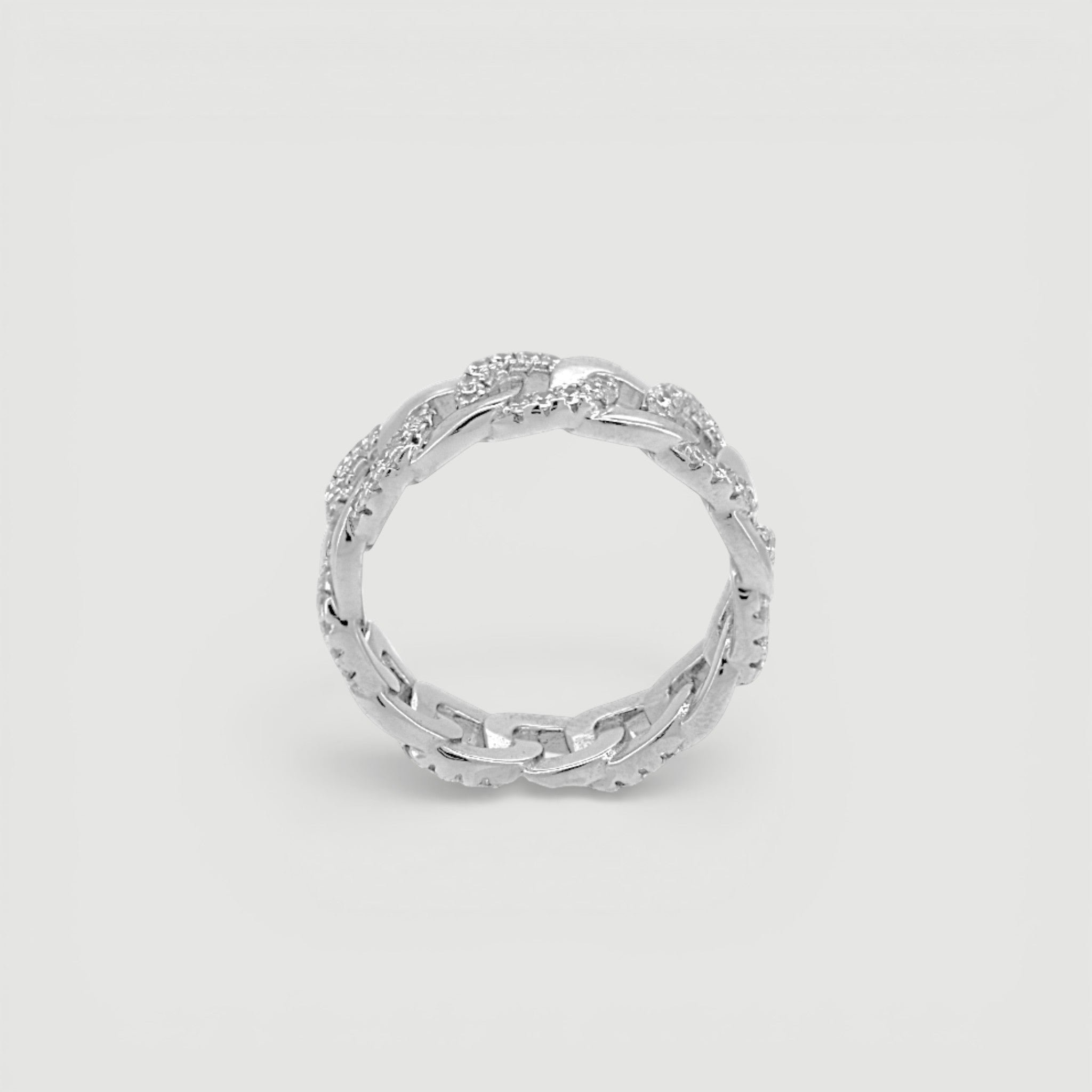 Amara Jewels 925 sterling silver thick chain link eternity ring with cubic zirconia stones.