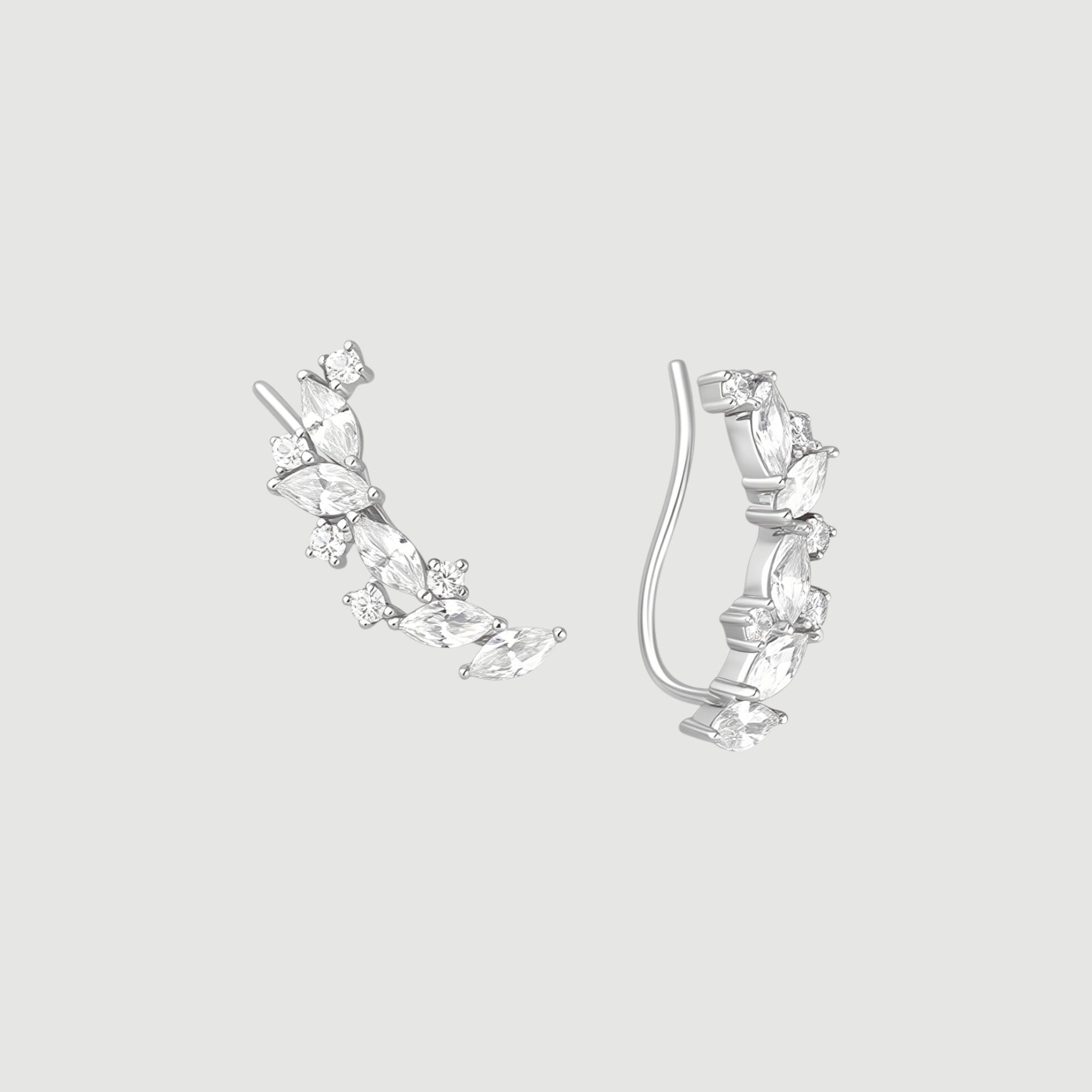 Amara Jewels sterling silver climber earrings with marquise and round cubic zirconia stones.