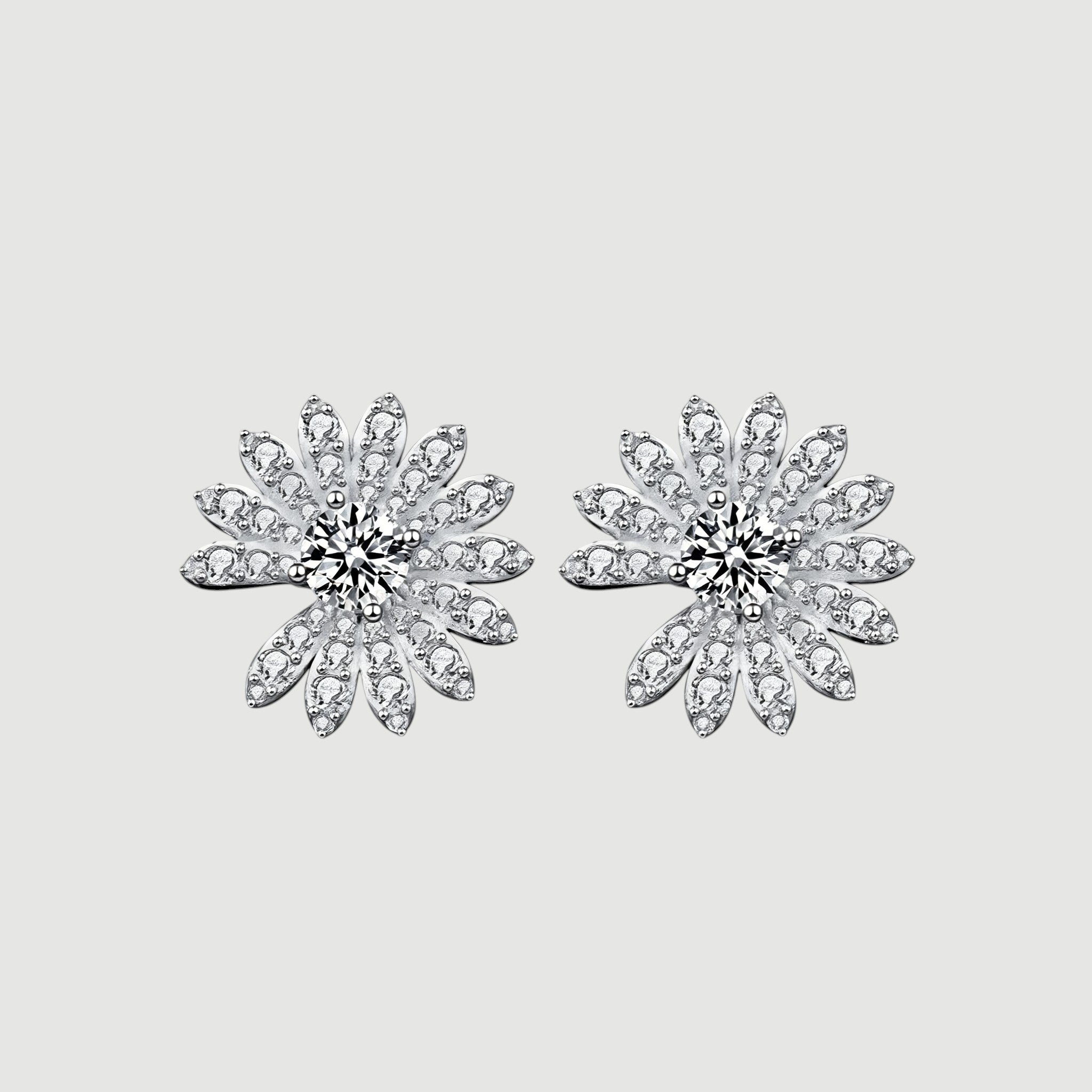 Amara Jewels Kiara Sterling Silver Dazzling Flower Stud Earrings with crystals