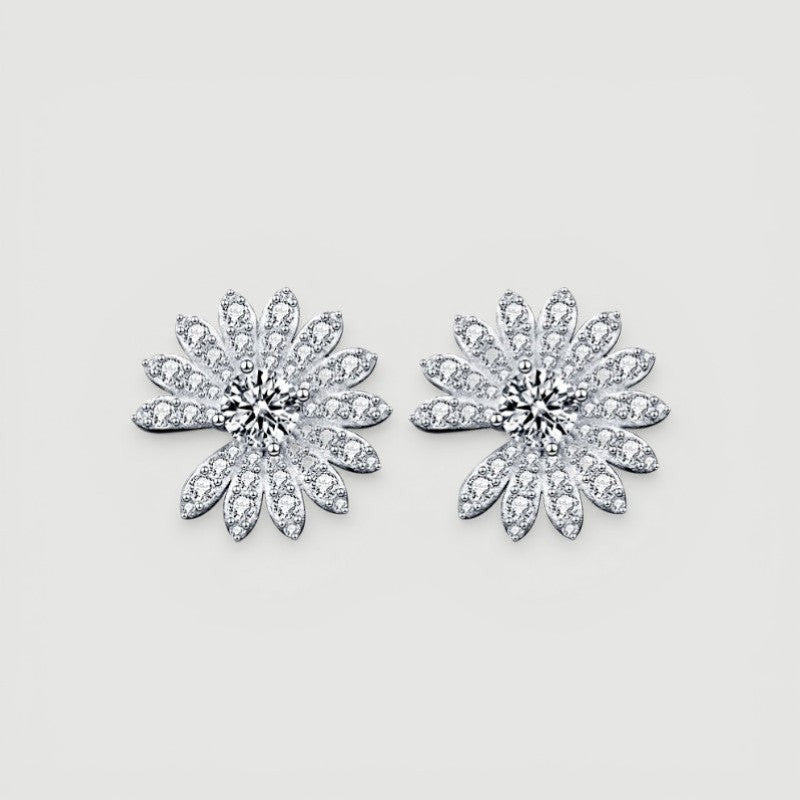 Amara Jewels Kiara Sterling Silver Dazzling Flower Stud Earrings with crystals