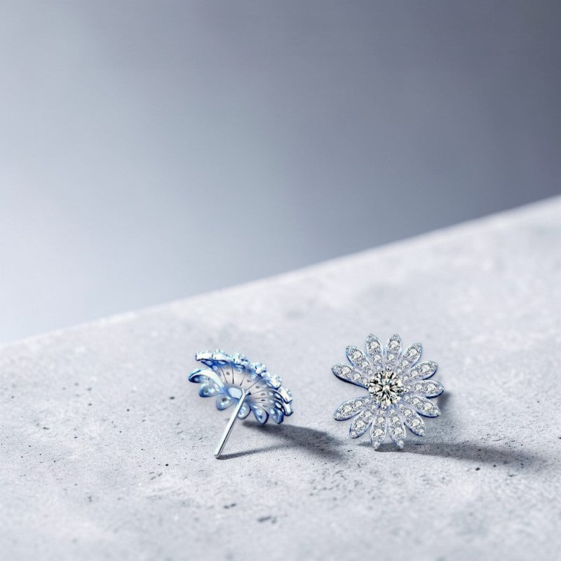 Amara Jewels Kiara Sterling Silver Dazzling Flower Stud Earrings with crystals