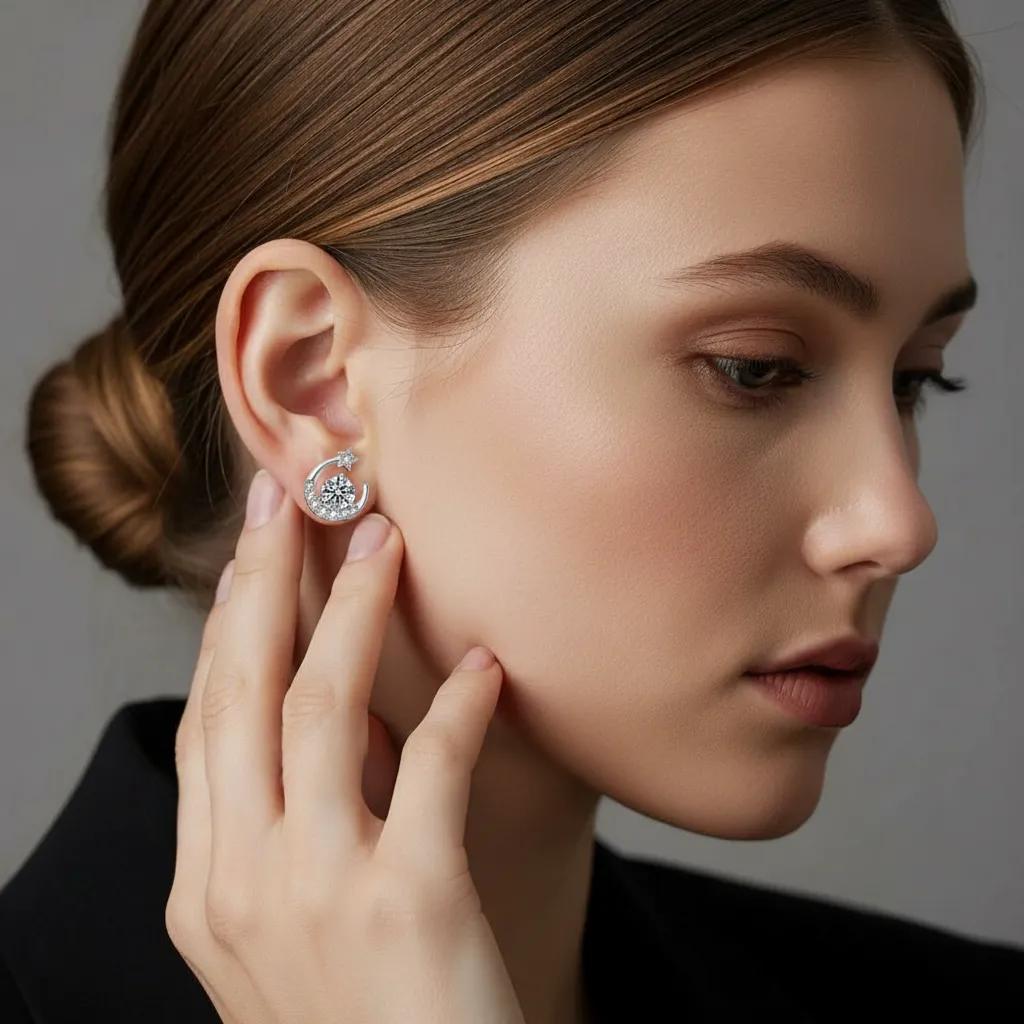 Cresent Moon Stud Earrings