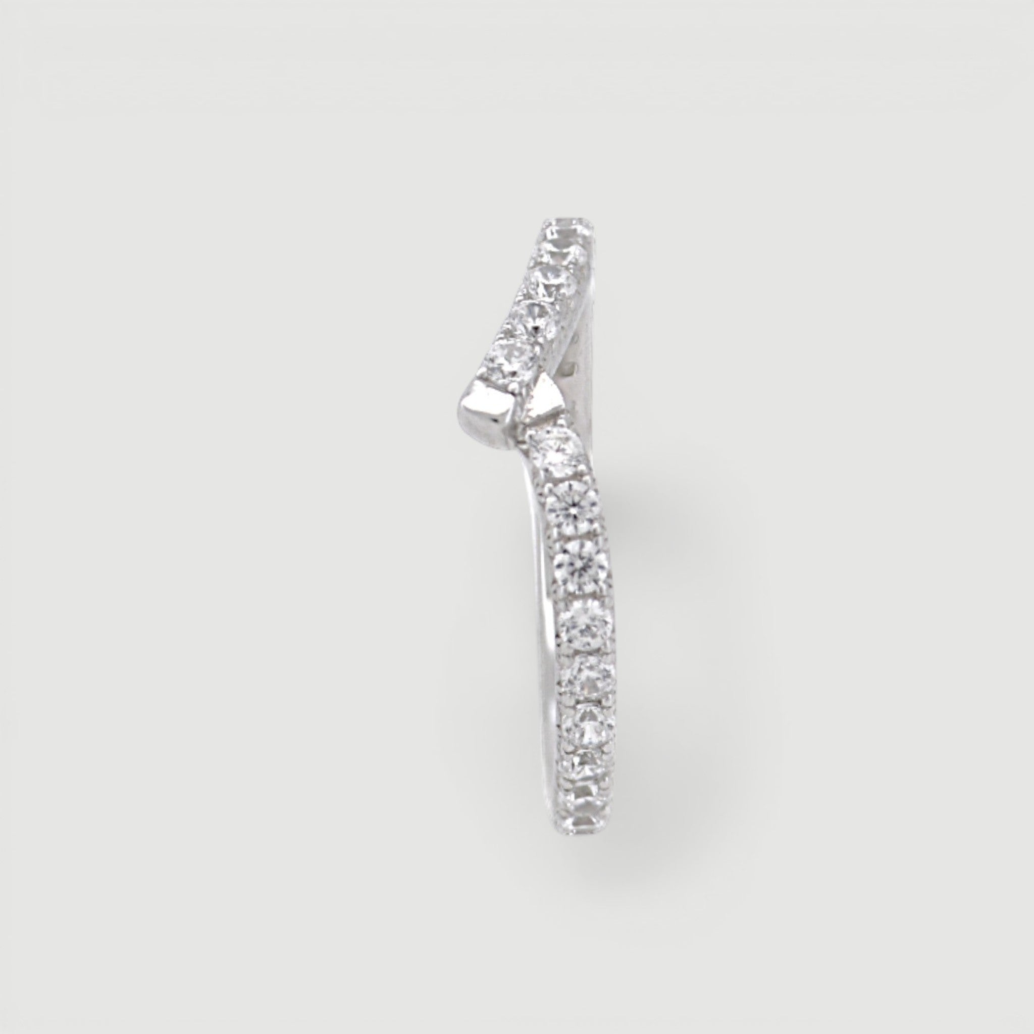 Amara Jewels V-shape ring with pavé-set cubic zirconia stones on a slim sterling silver band.