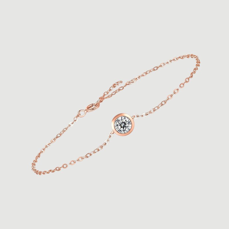 Amara Jewels rose gold vermeil 925 sterling silver bracelet with a sparkling bezel-set zircon stone.
