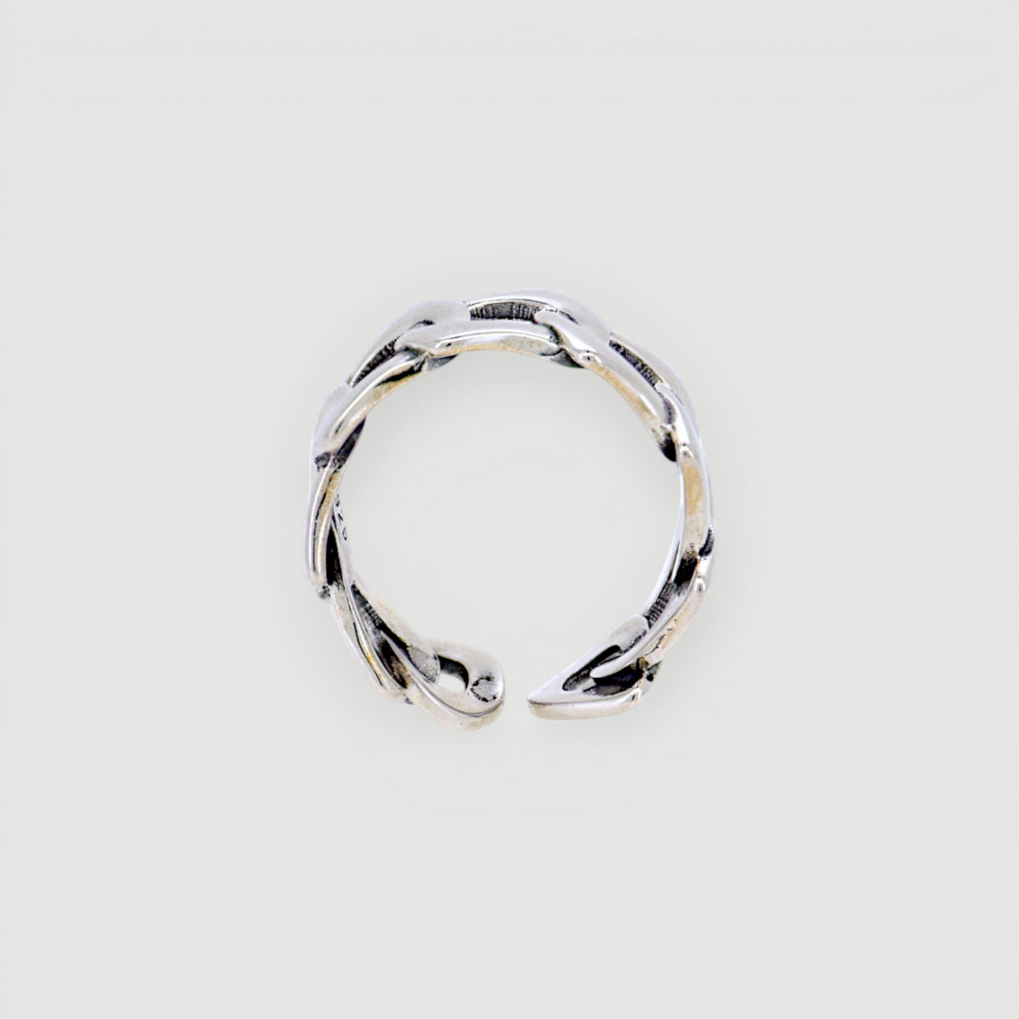 Amara Jewels vintage hollow irregular chain open ring, silver-tone metal, adjustable for comfortable daily wear.