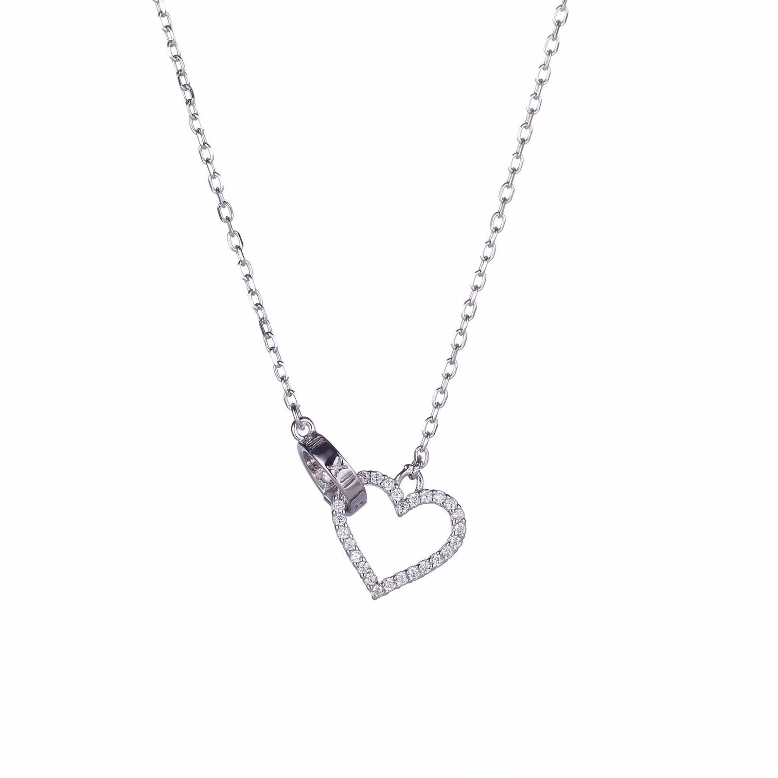 Heart Circle Linked Necklace in sterling silver 1