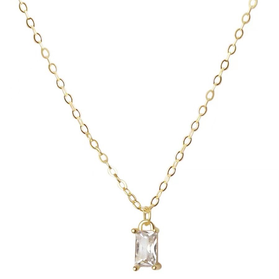 Rectangular Crystal Pendant Necklace in sterling silver 1