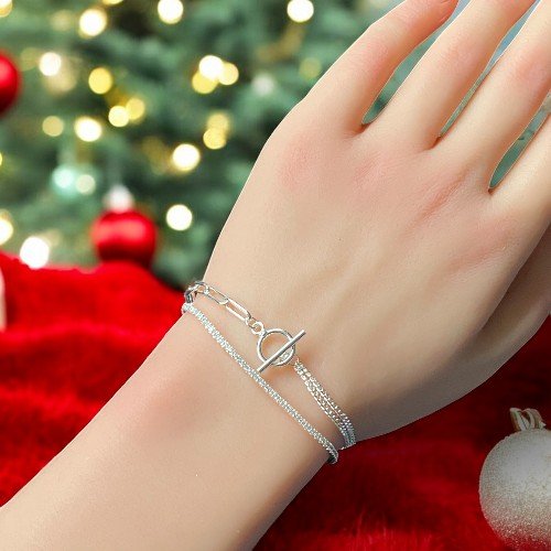 Layered 925 sterling silver bracelet for women 2