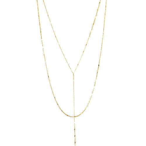 Gold Lariat Necklace gold plated in sterling silver 1