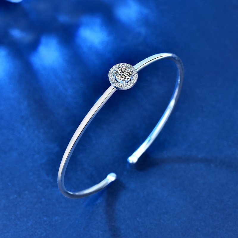 Crystal Centerpiece Bangle bracelet high-quality 925 sterling silver 5