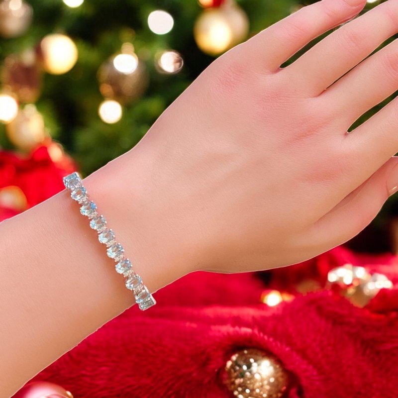 Blue Topaz Tennis Bracelet for women in sterling silver 2