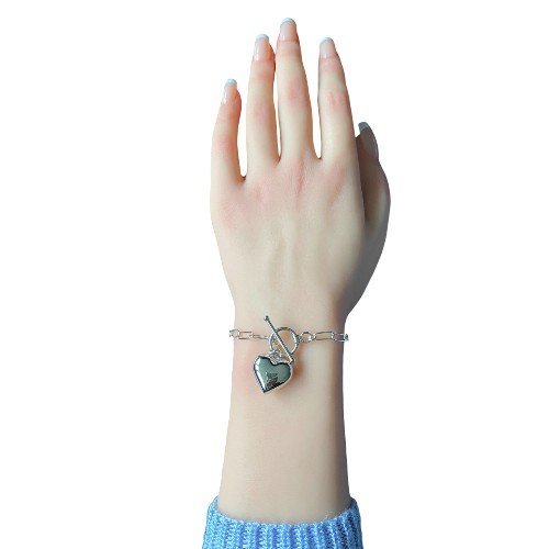 Heart Charm Link Bracelet in 925 sterling silver 3