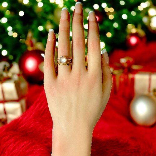 pink shell pearl ring in sterling silver 2