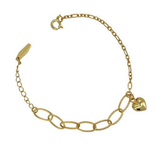Heart charm bracelet crafted from 925 sterling silver and plated in 18K yellow gold 1