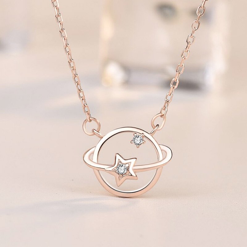 Cosmic Star Orbit Necklace gold plated in sterling silver 4