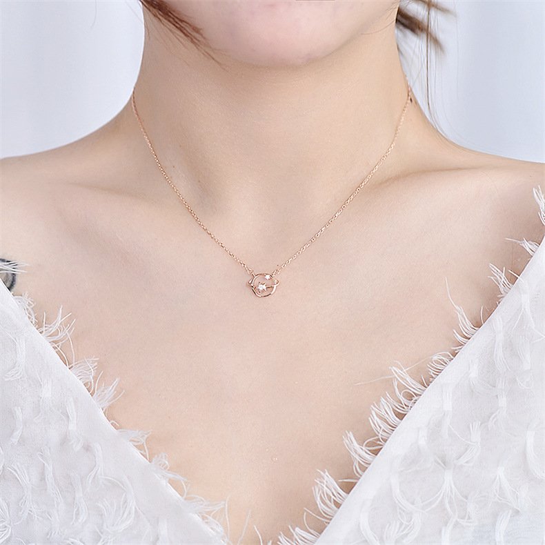 Cosmic Star Orbit Necklace gold plated in sterling silver 3
