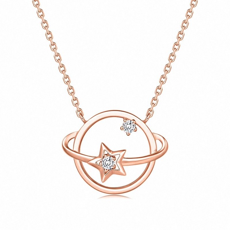 Cosmic Star Orbit Necklace gold plated in sterling silver 1