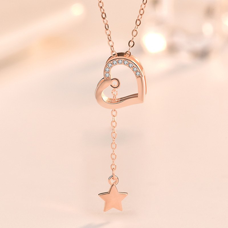 Heart Pendant Necklace rose gold in sterling silver 2