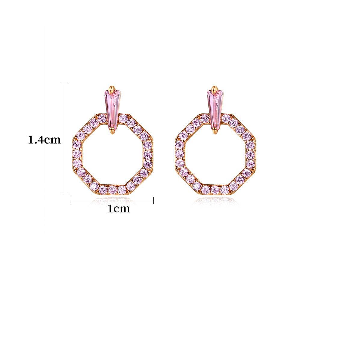Pink Octagon Drop Earrings4