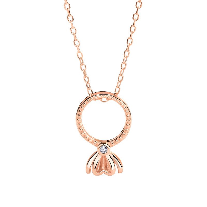 Flower Drop Necklace rose gold color in sterling silver 1