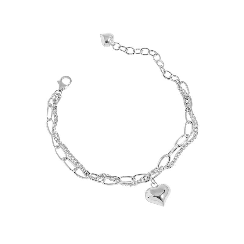 heart charm in a lovely dual-chain design in sterling silver 1