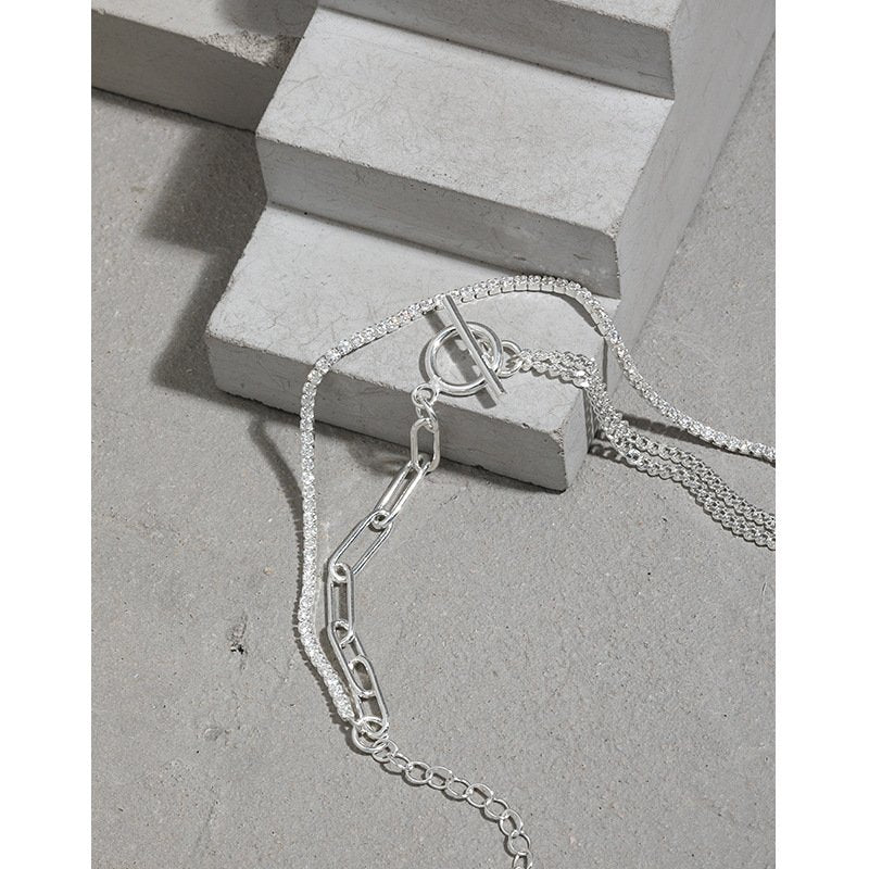 Layered 925 sterling silver bracelet plated in 18K yellow gold 6