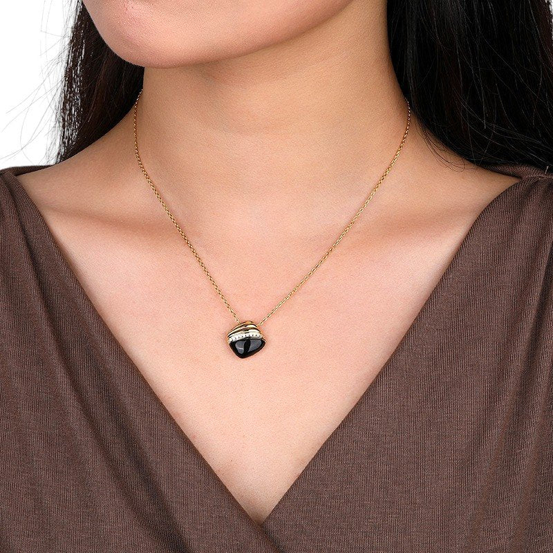 black agate necklace gold plated in 925 sterling silver 2