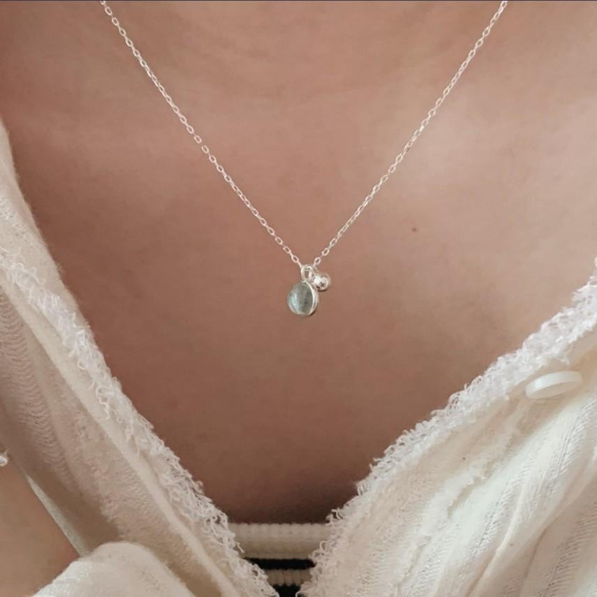 Aqua Charm Pendant Necklace in sterling silver 6