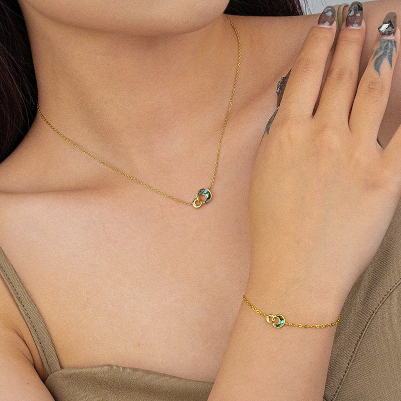 Abalone shell bracelet in 925 sterling silver and gold plated 5