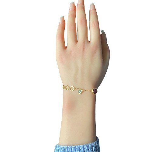 Sterling silver Red Heart Bracelet in golden color 3