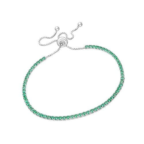Green Emerald Tennis Bracelet in 925 sterling silver for women 1