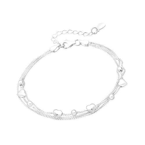Heart Charm Bracelet in 925 Sterling Silver