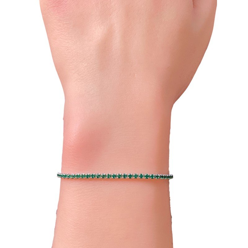 Green Emerald Tennis Bracelet in 925 sterling silver for women 3