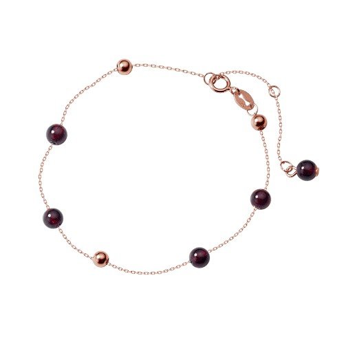Garnet Beads Bracelet rose gold plated in sterling silver 1