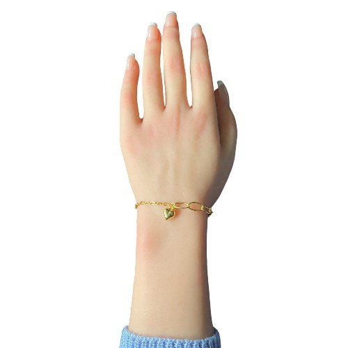 Heart charm bracelet crafted from 925 sterling silver and plated in 18K yellow gold 2