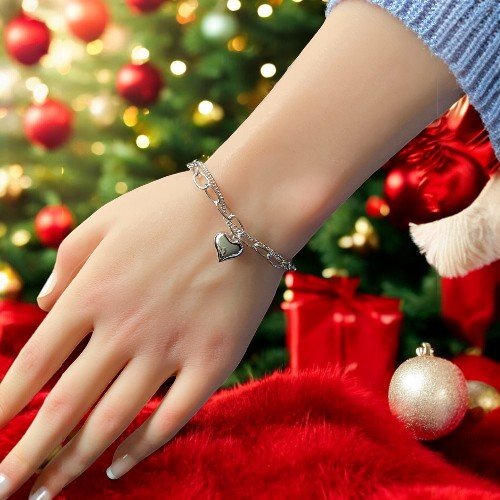 heart charm in a lovely dual-chain design in sterling silver 4