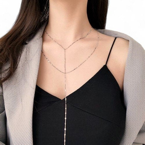 Gold Lariat Necklace gold plated in sterling silver 4